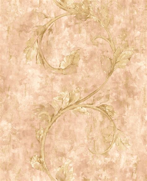 Buy Rose Gold Wallpaper Pink Floral Wallpaper Scrollwork Wallpaper