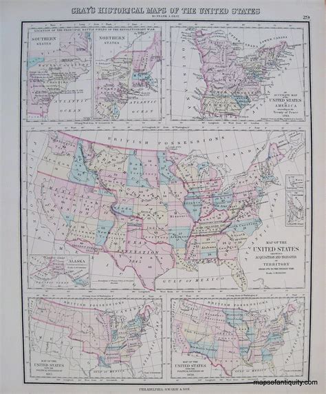 Grays Historical Maps Of The United States 1876 Antique Map By Gray