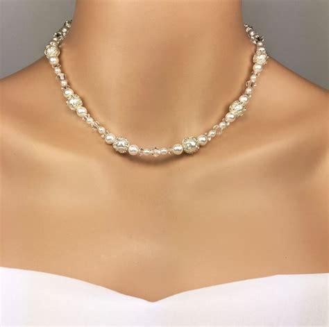 Bridal Pearl Necklace Set Bridal Jewelry Bridal Pearl Necklace Etsy