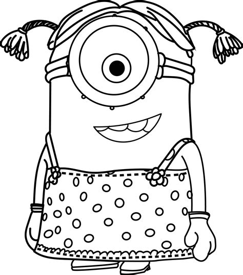 Minions are funny and energetic yellow creatures with one or two eyes and a few wispy strands of black hair on their heads. Coloring Pages For Kids Minions at GetColorings.com | Free ...