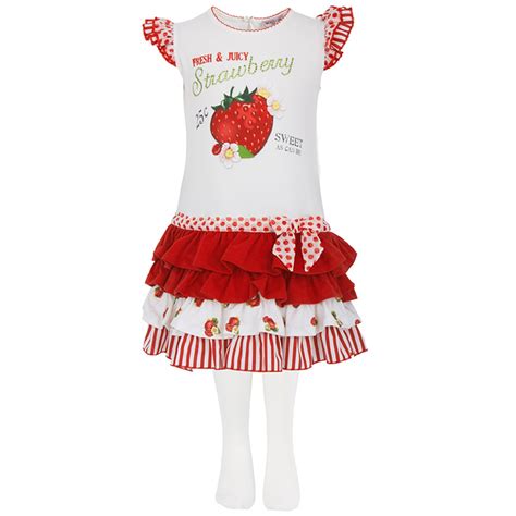 Monnalisa Frill Strawberry Print Dress Alexandalexa