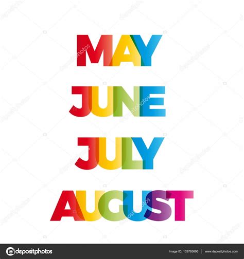 The Words May June July August Vector Banner With The Text C Stock