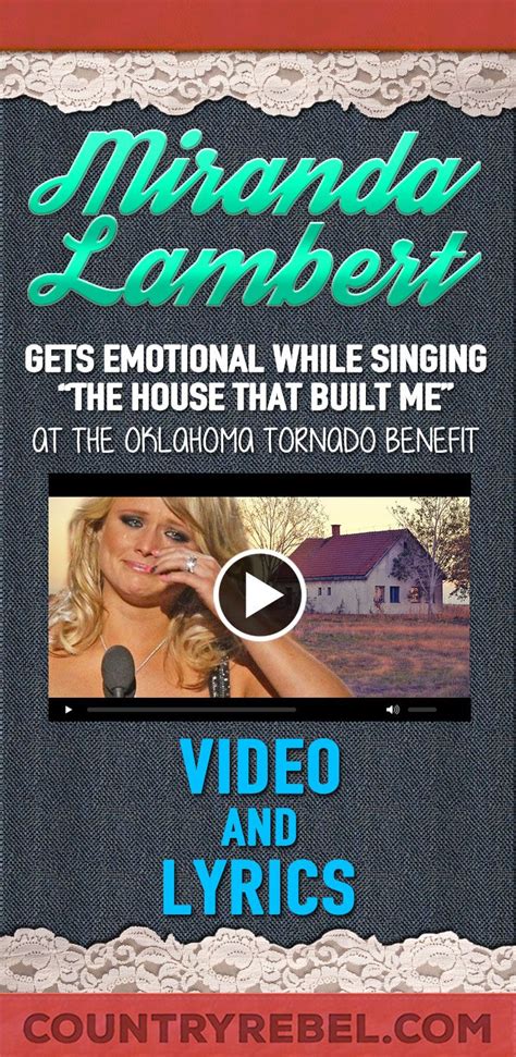 Miranda Lambert Gets Emotional While Singing The House That Built Me At The Oklahoma Tornado