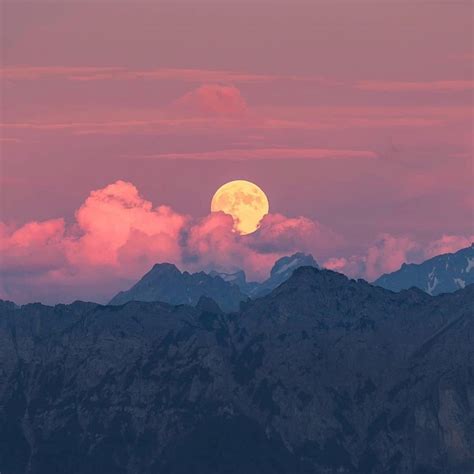 A Full Moon Rises Over The Swiss Alps Photo By Antongalitch Moon