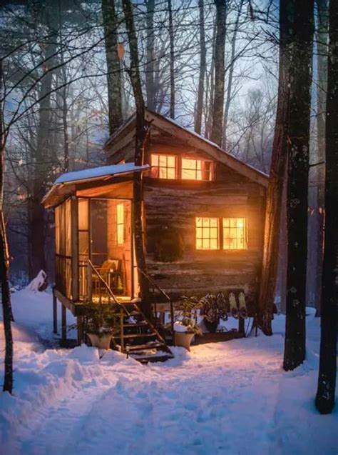 Warm Cabin On A Snowy Night Rcozyplaces