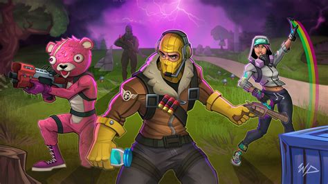 Download 2560x1440 Wallpaper Fortnite Squad Art Dual