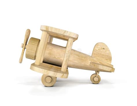 Wooden Airplane Model Isolated Over White Background Stock