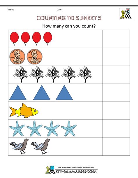 Preschool counting worksheets
