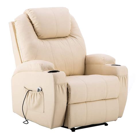 power recliner massage ergonomic sofa vibrating heated lounge chair faux leather dual cup