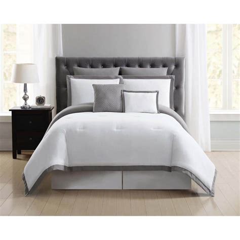 Truly Soft Everyday 7 Piece White And Grey Queen Comforter Set