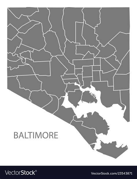 Baltimore Maryland City Map With Neighborhoods Vector Image