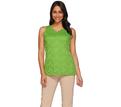 Susan Graver Essentials Liquid Knit Tank Top With Lace Front Page 1