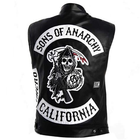 Jackson Jax Teller Sons Of Anarchy Leather Patches Vest Striped Leather