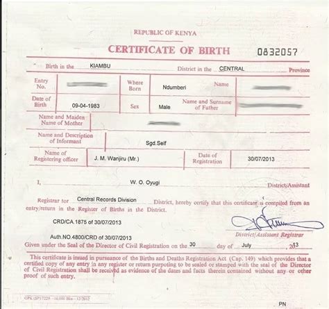 Application For Late Registration Of Birth Form B3 In Kenya Ke