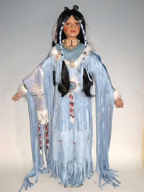 NEW NIB Limited Edition Native American Indian Princess Porcelain Doll Fur EBay Native