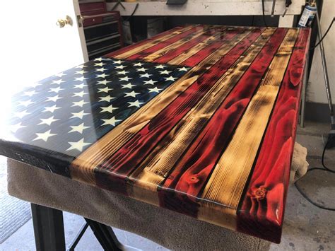 Rustic American Flag Wall Decor Rustic Wooden Color Charred Etsy