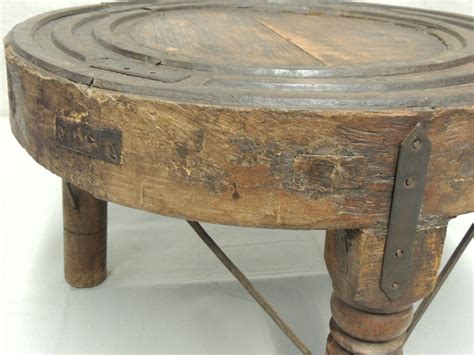 Open trunk lid for excess storage hand made with love in india stylish yet fully functional with 5. Round Indian Wheel Coffee/Side Table. at 1stdibs