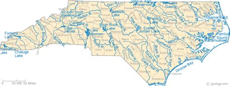North Carolina Lake Map River Map And Water Resources North Carolina