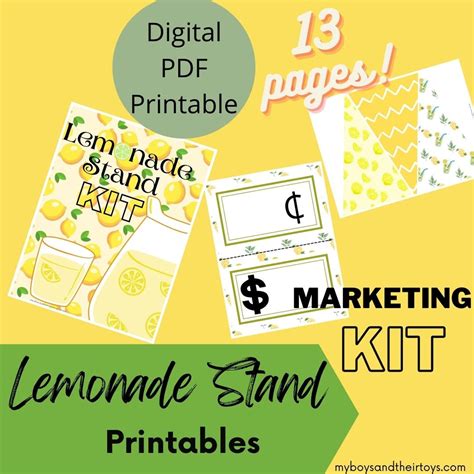 diy lemonade stand kit printable lemonade stand signs summer etsy