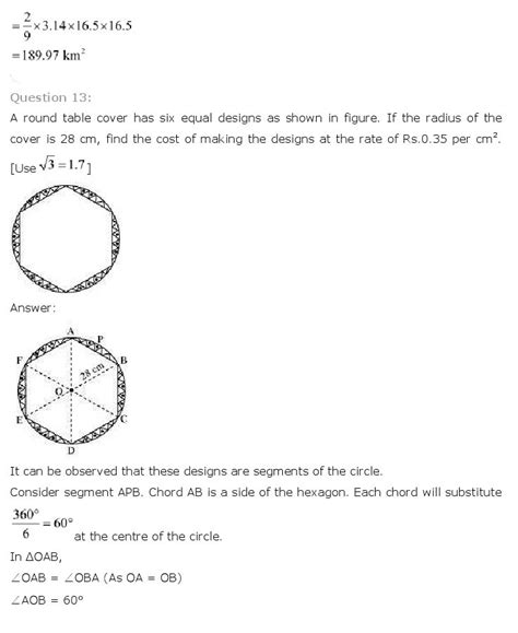 Areas Related To Circles Class 10 Mathematics Ncert Solutions