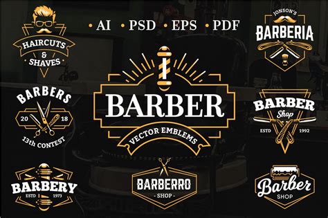 Barber Emblems Logo Templates Design Cuts