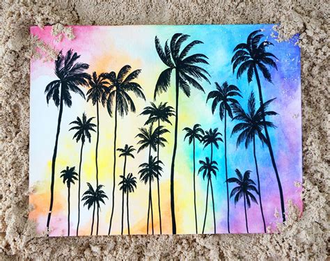 Palms Sunset Print Art Painting Watercolor Art Art