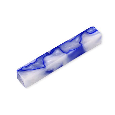 Acrylic Pen Blank White Pearl With Blue Lines Single Blanklegacy