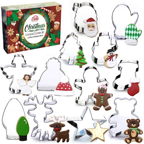 Christmas Cookie Cutter Set 12 Piece Stainless Steel