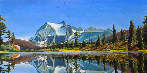 Mt Shuksan From Picture Lake Acrylic On Canvas 5 × 3 Rart