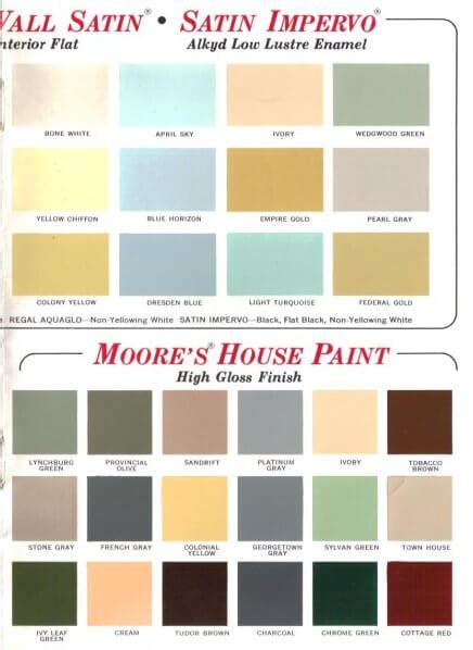 60 Colors From Benjamin Moores 1969 Paint Palette Retro Renovation