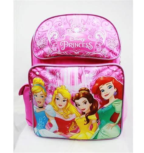 Disney Princess 16 Large Backpack Bag Pink Disney Ariel Aurora Rapunzel Etc 875598684327