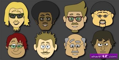 Cartoon Character Creator Animator Male Heads After Effects