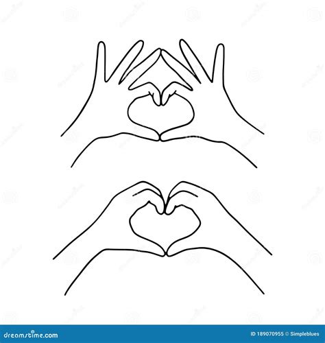 Outline Hands Making Heart Stock Vector Illustration Of Help 189070955