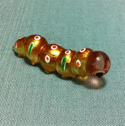 Hand Blown Glass Funny Caterpillar Worm Animal Cute Orange Etsy