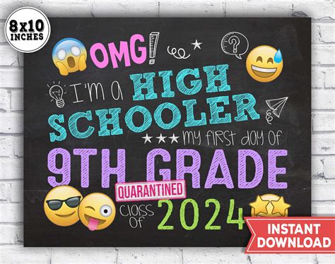 1st Day Of High School Sign First Day Of 9th Grade 2020 Etsy