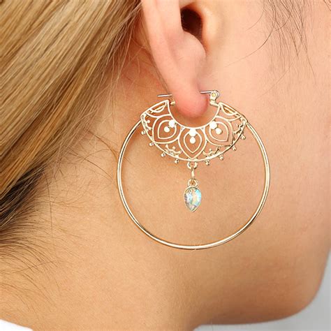 New Korean Simple Aros Hoop Earrings For Women Geometric Big Circle Ear Bohemia Hoop