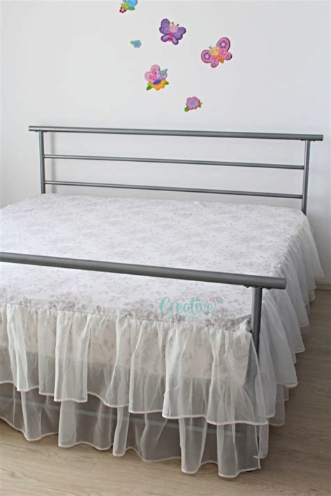 I like the ease of changing sheets without a bedskirt getting caught up in it all, but then the box springs and frame on the side show because on one makes a long or wide enough quilt or comforter to hide that, with the new thicker mattresses, and then it looks ugly. DIY Bed Skirt With Sheer Ruffles Easy Sewing Tutorial ...