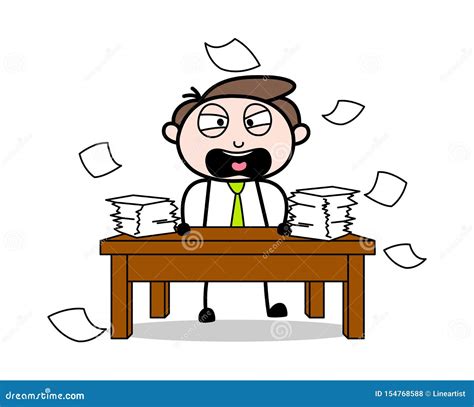 Frustrated From Works Office Businessman Employee Cartoon Vector