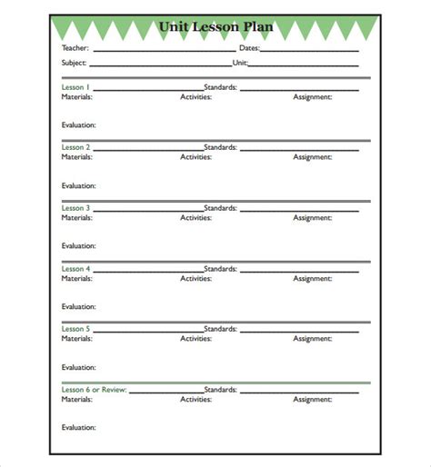 Free 7 Sample Unit Lesson Plan Templates In Pdf Ms Word