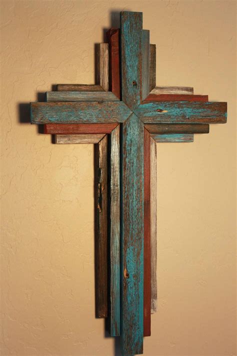 Wooden Rustic Cross 24 Tall Multi Color By Okiebudsworkshop