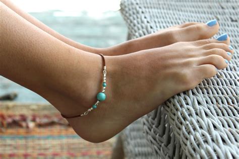 turquoise anklet turquoise jewelry turquoise boho jewelry boho jewelry silver jewelry