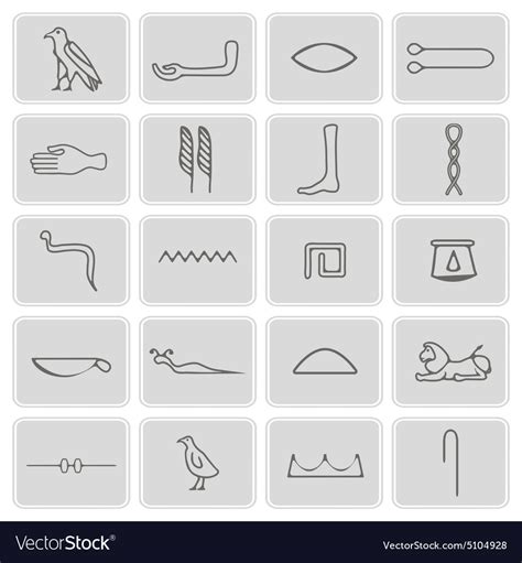 Icons With Egyptian Hieroglyphs Royalty Free Vector Image