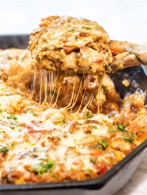 Cast Iron Skillet Lasagna From Scratch Served From Scratch