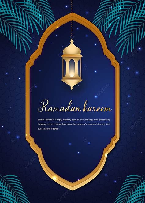 Diseño De Plantilla De Ramadán Kareem Con Decoración De Linterna Y Luna