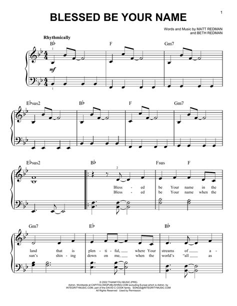 Blessed Be Your Name Sheet Music Direct