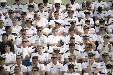 Underclass Midshipmen Wait For The Start Of The Graduation And