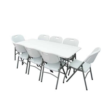 White 6ft Table 8 Chairs 