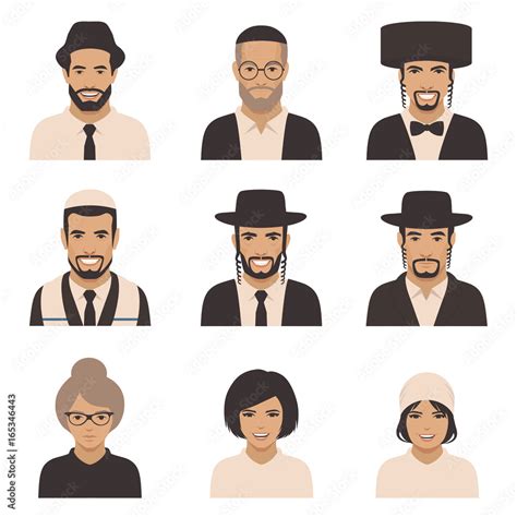Smile Jewish People Vector Rabbi Jew Face Orthodox Judaism