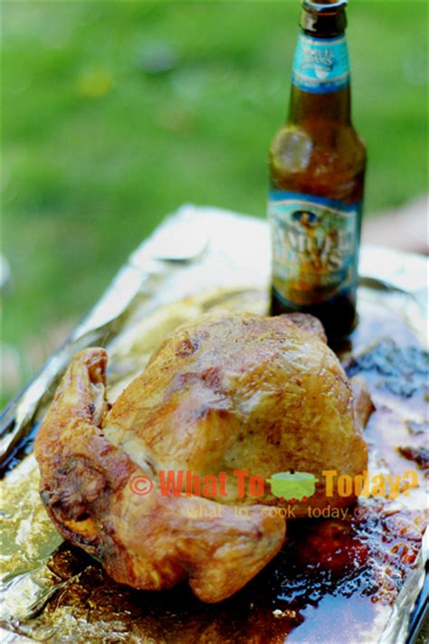 Rather wheat flour and potato or corn starch is added to the marinade, creating a seasoned batter. BEER BUTT CHICKEN