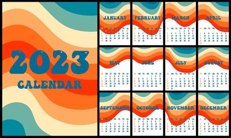 Premium Vector Calendar 2023 Retro Groovy Wallpaper Vertical Covers